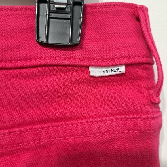 Mother The Insider High Rise Crop Step Fray Bootcut Jeans in Raspberry Sorbet 30 - Picture 11 of 15